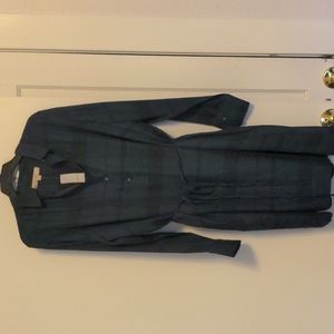 Loft black watch plaid belted shirtdress- NWOT